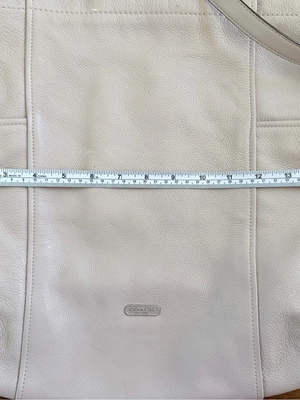 Coach Pebbled Leather Shoulder or Crossbody Purse in Light Taupe